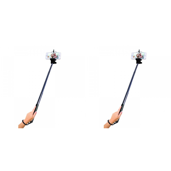 2PK Laser Wireless Phone Selfie Stick w/ Shutter Button - Black
