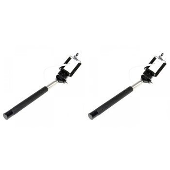 2PK Laser Universal Phone Selfie Stick w/ Control Cable 93cm - Black