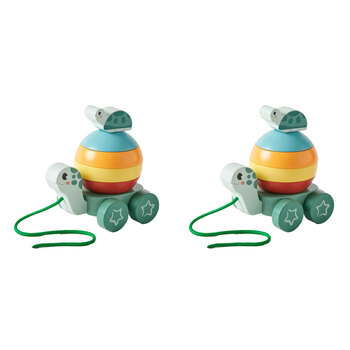 2PK Zookabee Wooden Pull Along Stacking Turtle Baby/Toddler Toy