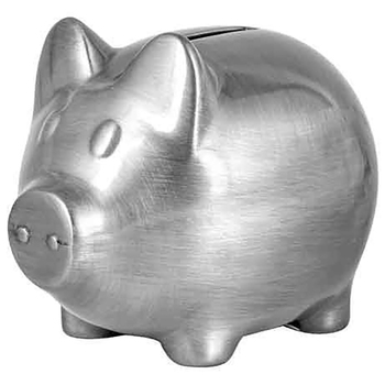 Pewter Plate Pig Money Bank 10cm Novelty Home Decor