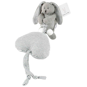 Striped Musical Bunny Kids/Baby Soft Plush Toy White 15cm