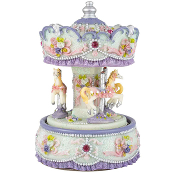 Carousel With Canopy And 3 Horses 16cm Novelty Nursery Baby Decor