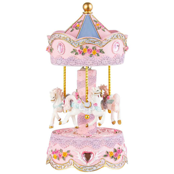 Sweet Pink Musical Carousel Keepsake Ornament Home Decor 17cm
