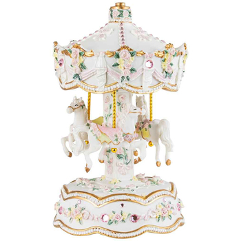 Harmony Musical Horse Carousel Home/Room Decor 21cm - White