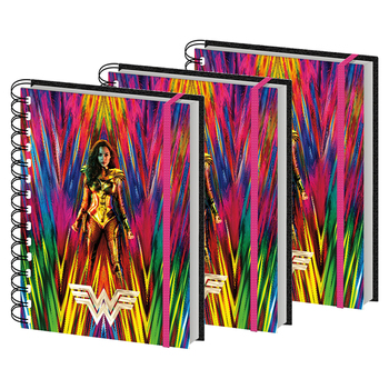 3PK Wonder Woman Retro Style Themed Novelty Rectanglular Hard Cover Notebook