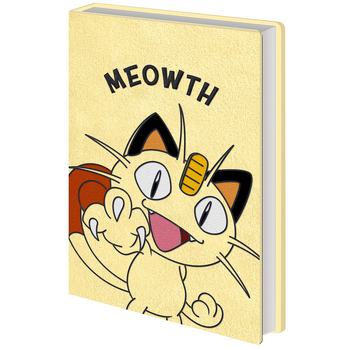 Pokemon Meowth Themed Novelty Rectangular Hard Cover Notebook Beige