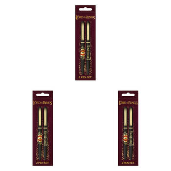 6pc Lord of the Rings Eye of Sauron Writing Pen Set Black