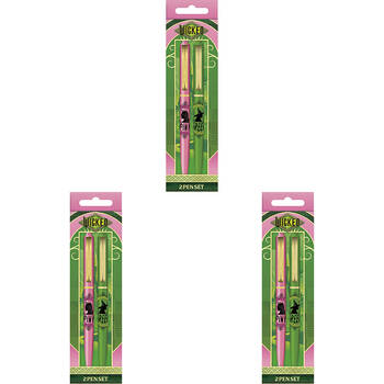 6pc Wicked Pen Set Ball Point Writing/Drawing Stationery Pink/Green