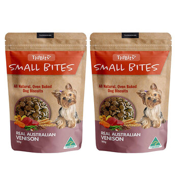 2x Tidbits 180g Small Bites Dog Biscuits Venison 