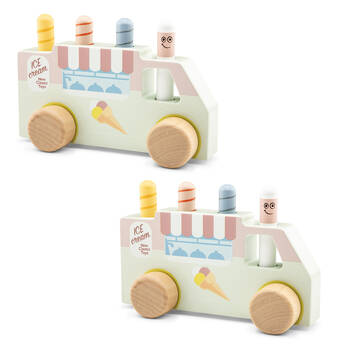 2PK New Classic Toys Kids/Children Pop Up Wooden Ice Cream Truck Toy 24M+