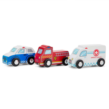 New Classic Toys Emergency Vehicle Set Kids Wooden Toy 3y+