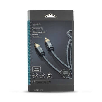 Nedis Subwoofer Braided Nylon Cable RCA Male to RCA Male 3m - Grey