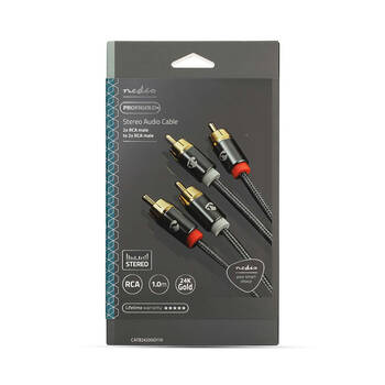 Nedis Stereo RCA Audio Cable RCA Male to Male Cable 1m - Grey