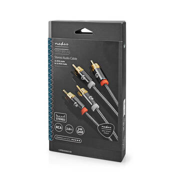 Nedis Stereo RCA Audio Cable RCA Male to Male Cable 2m - Grey