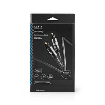 Nedis Optical Audio Cable TosLink Male Braided Nylon 2m - Grey