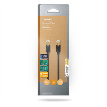 Nedis CAT6 Network Patch Round Metal Audio Cable 1m - Black