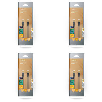 4PK Nedis CAT6 Network Patch Round Metal Audio Cable 2m - Black
