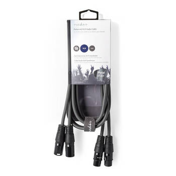 Nedis Balanced Audio Cable 2x XLR 3-Pin M-F Pair 1.5m - Grey