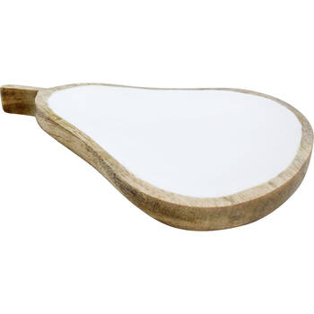 LVD Wooden Pear Trinket Storage Display Vanity Tray 25x18cm Brown/Ivory