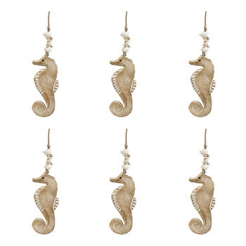 6PK LVD Wooden Shell Seahorse Indoor Decorative Hanger Display 7x31cm