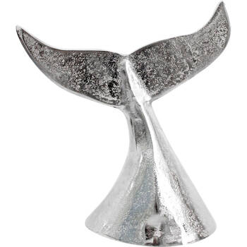 LVD Large Metal Whale Tail Decorative Sculpture 10x19cm Silver Chrome