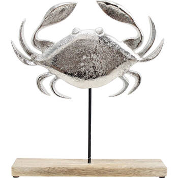 LVD Wooden Metal Sea Crab Sculpture Decoration Large 23x5x27cm Silver