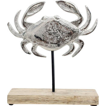 LVD Wooden Metal Sea Crab Sculpture Decoration Medium 15x5x18cm Silver