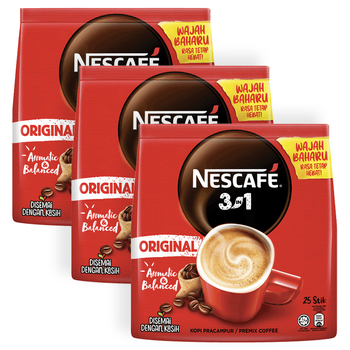 3 x 25pc Nescafe Original 3 In 1 Coffee Sachets