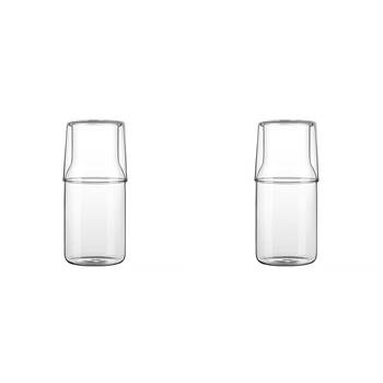 2PK NF Living Clear Top Cup Carafe 550ml w/ Matching Cups Minimalist