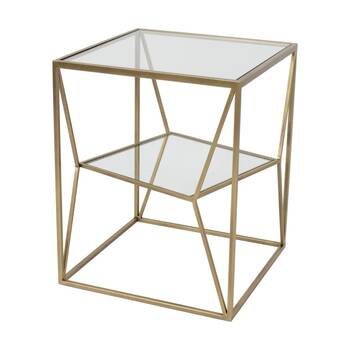 NF Living Cube Crisis SideTable 40x50cm Metal & Mirror Glass Finish - Gold