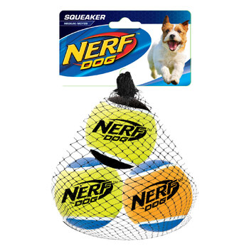 3x Nerf Dog 2.5" Squeak Tennis Balls Multi 