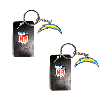 2PK NFL Los Angeles Chargers 4cm Steel Hanging Keyring Accessory