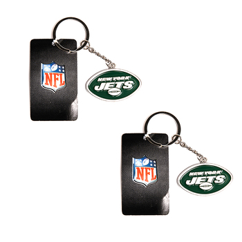 2PK NFL New York Jets 4cm Steel Hanging Keyring Accessory