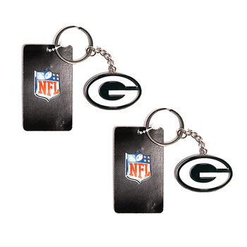 2PK NFL Green Bay Packers 4cm Steel Hanging Keyring Accessory