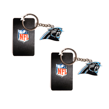2PK NFL Carolina Panthers 4cm Steel Hanging Keyring Accessory
