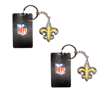 2PK NFL New Orleans Saints 4cm Steel Hanging Keyring Accessory
