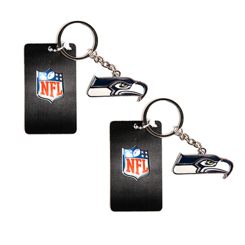 2PK NFL Seattle Seahawks 4cm Steel Hanging Keyring Accessory