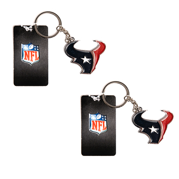 2PK NFL Houston Texans 4cm Steel Hanging Keyring Accessory