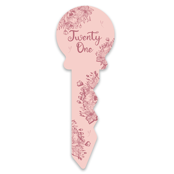 Small 21st Birthday Key Pink Floral Novelty Birthday Party Statue Decor