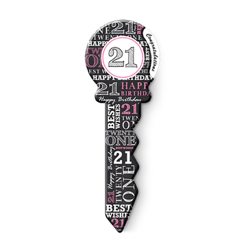 Small 21st Birthday Key Pink Novelty Celebration Signing Gift Set