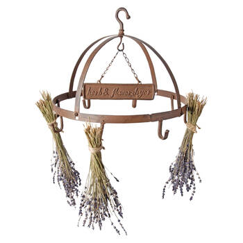 Esschert Design Herb & Flower Drying Rack w/ Hanging Sign Garden Outdoor 37.8cm