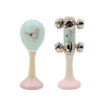 Kaper Kidz Calm & Breezy Seagull Wooden Maraca & Bell Stick Set 18m+