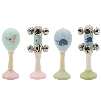 Kaper Kidz Calm & Breezy Seagull & Whale Wooden Maracas & Bells Set 18m+