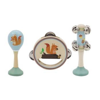 3pcs Kaper Kidz Calm & Breezy Squirrel Wooden Musical Set 18m+