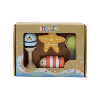 4pc Kaper Kidz Wooden Ocean Musical Shaker Kids Toy Set 18m+