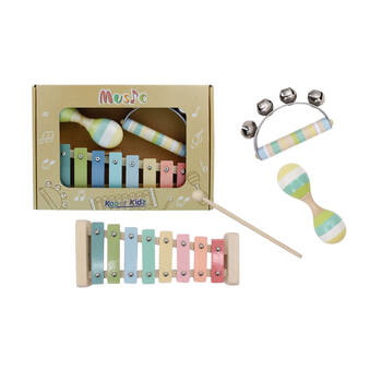 3pc Kaper Kidz Wooden Kids Musical Toy Set w/ Xylophone & Shaker 18m+ Blue