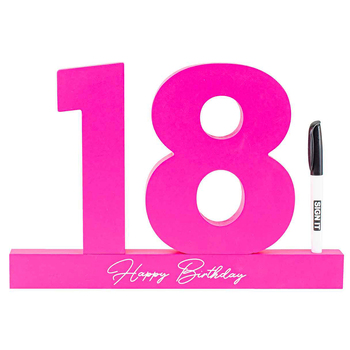 18th Neon Pink Signature Block Black Text Novelty Celebration Signing Set
