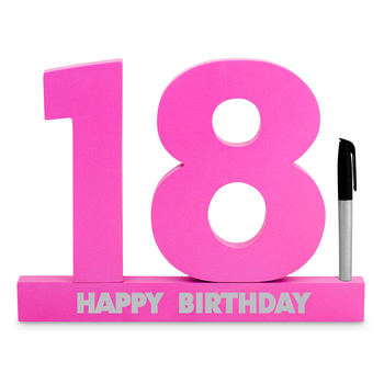 18th Pink Signature Block Novelty Birthday Party Statue