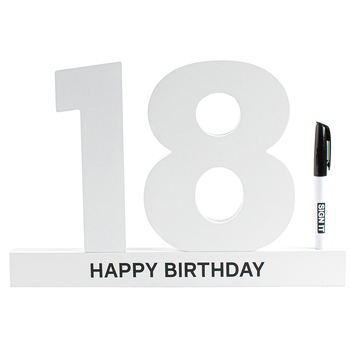 18th White Signature Block Novelty Birthday Party Statue