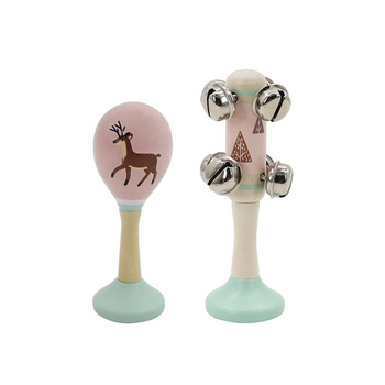 Kaper Kidz Calm & Breezy Deer Wooden Maraca & Bell Stick Set 18m+